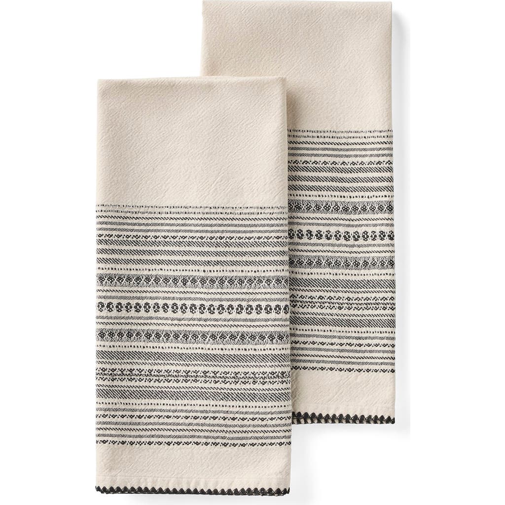 Coyuchi Oak 2-pack Organic Cotton Hand Towels In Black