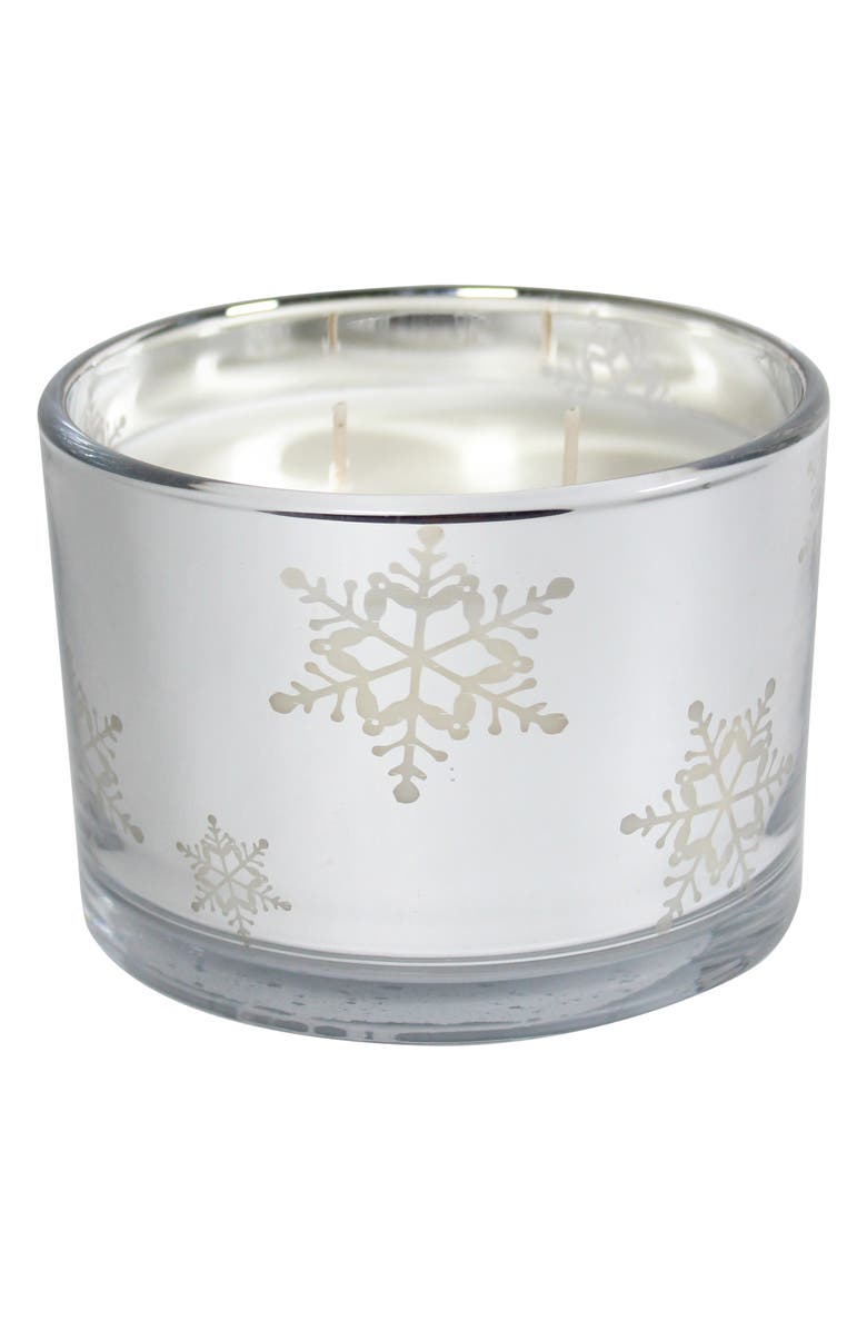 SAND AND FOG Etched Vanilla Snowflake Two-Wick Candle, Alternate, color, White