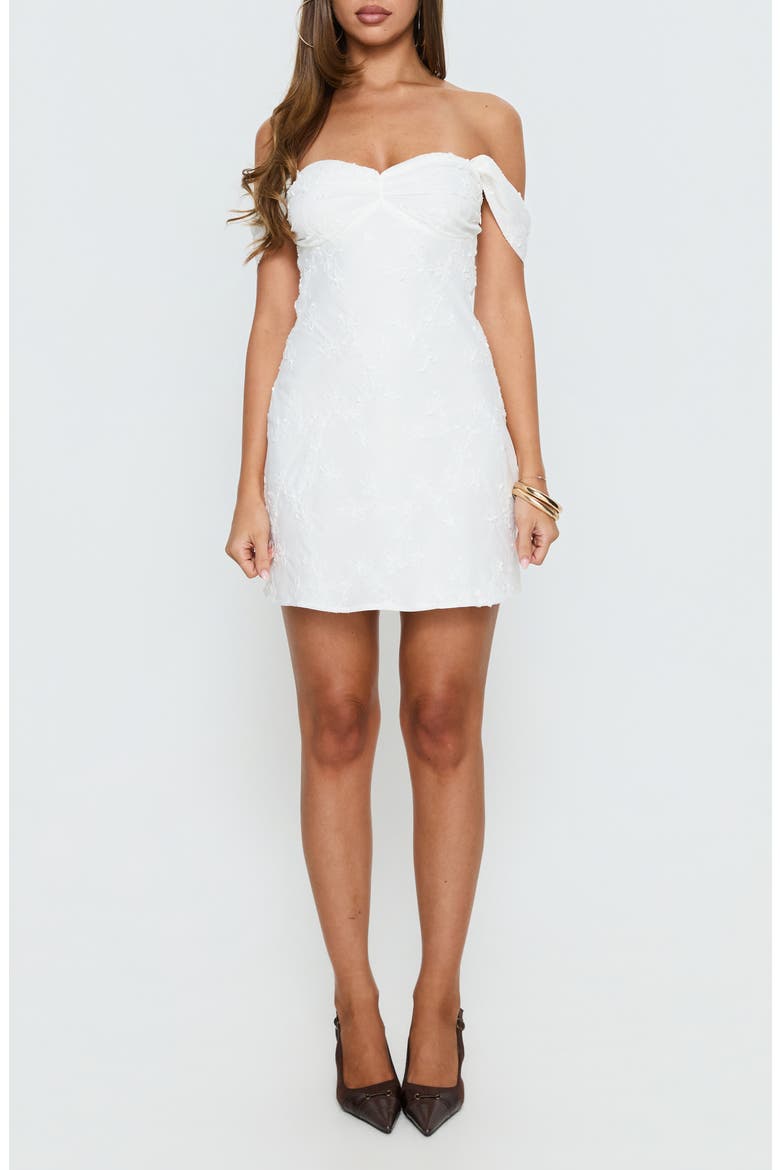 Rozerie Off the Shoulder Minidress, Main, color, WHITE