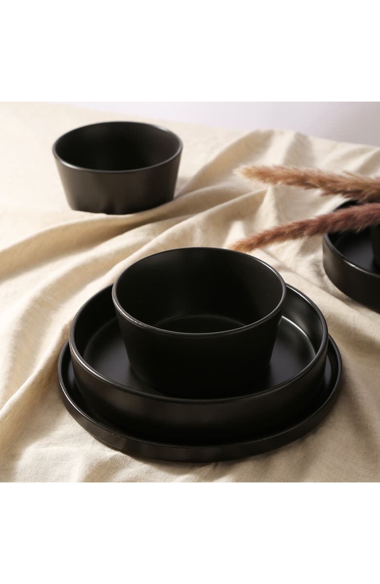 Stone Lain Celina Stoneware 24-Piece Dinnerware Set, Cereal and Dinner Bowls, Alternate, color, Black