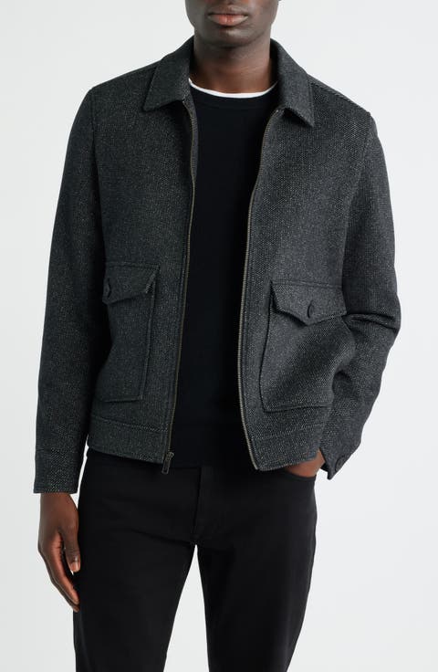 Wool Blend Zip Front Jacket