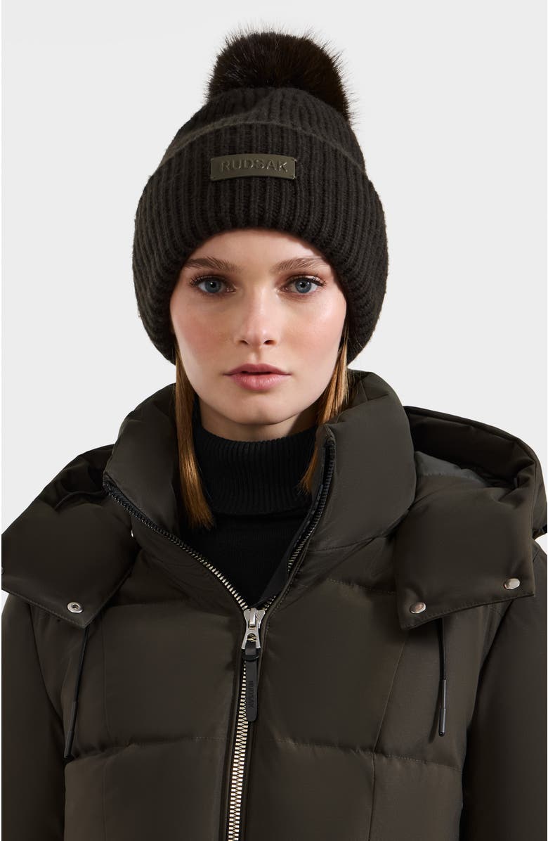 Rudsak Dara Knit Pom Pom Hat, Alternate, color, Dark Olive