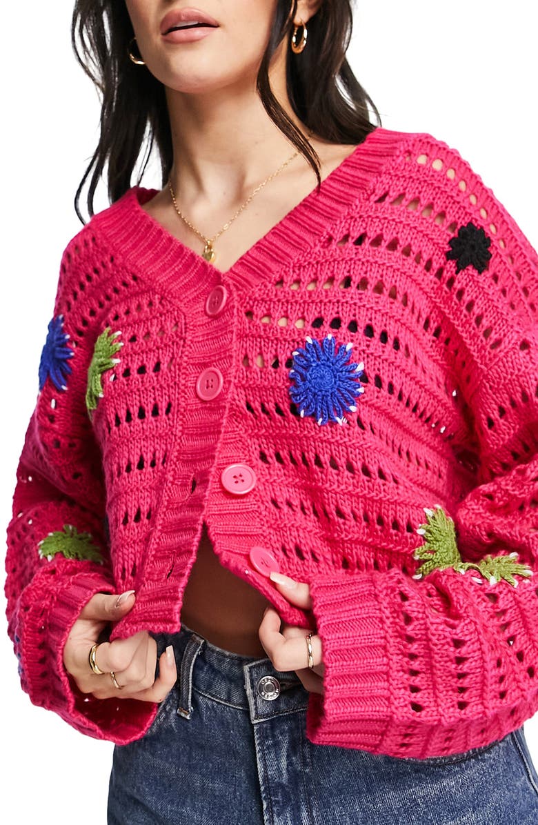 ASOS DESIGN Floral V-Neck Cardigan, Main, color,