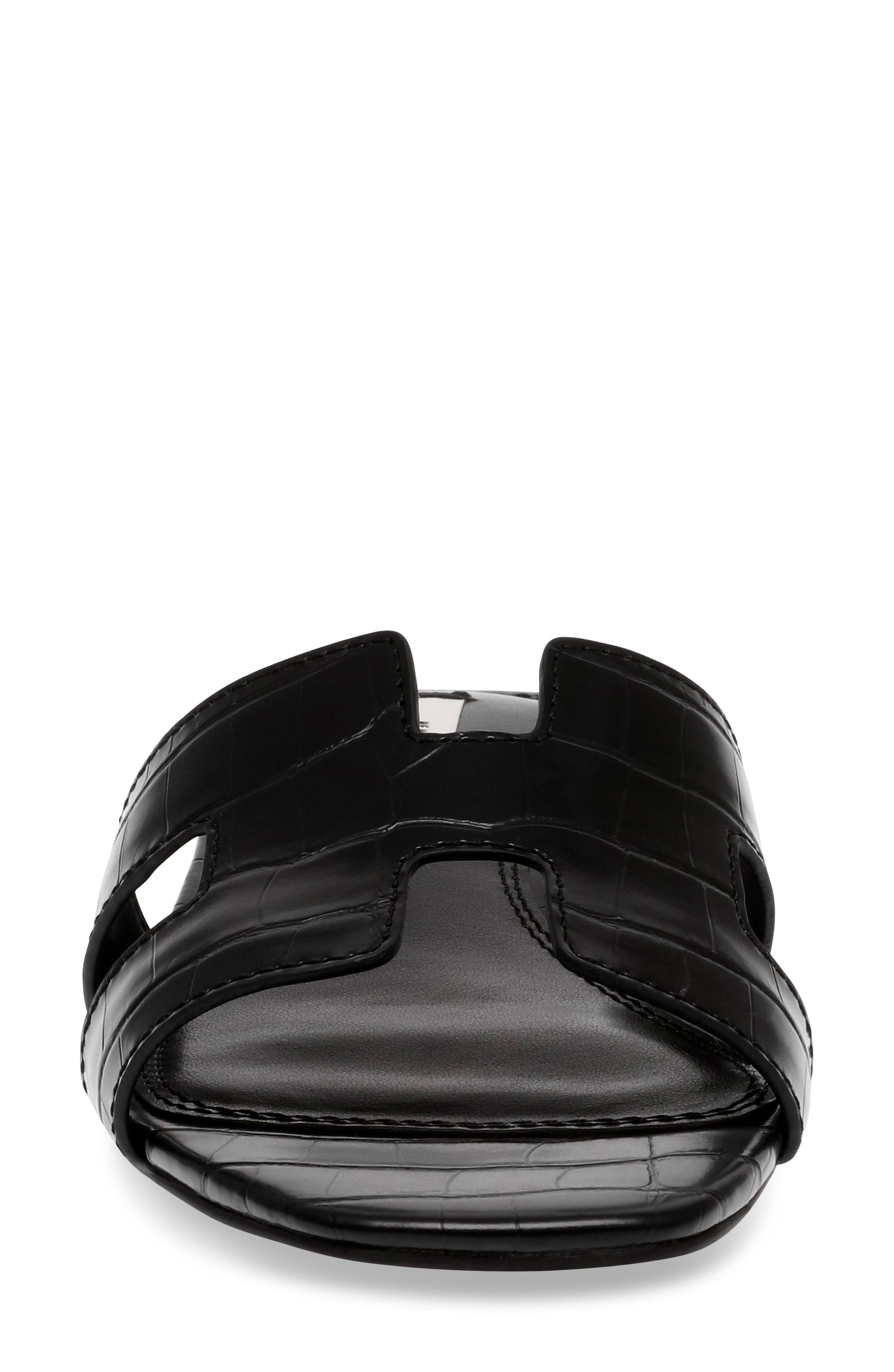 Steven New York Hutchy Croc Embossed Sandal, Alternate, color, Black