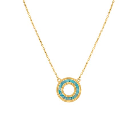 Elevated Existence Turquoise Karma Circle Gold Necklace