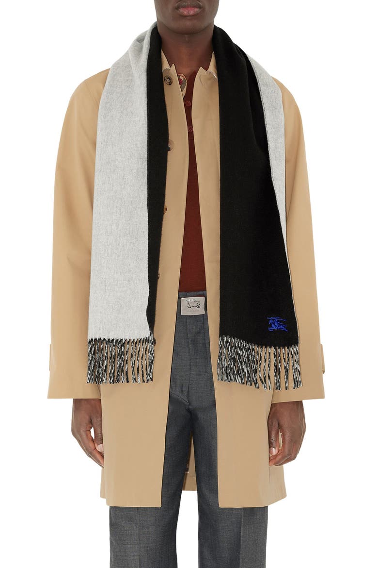 Reversible EKD Embroidered Cashmere Scarf, Alternate, color, BLACK/ MITTEN GREY