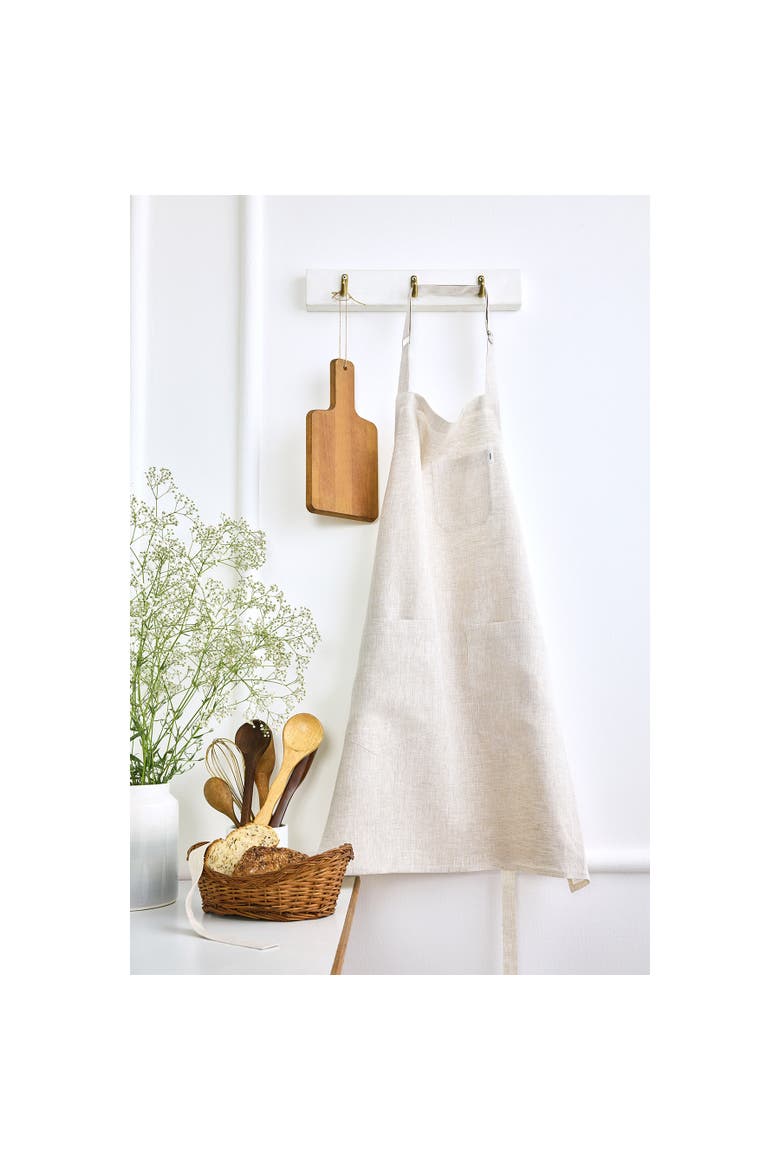 Linen Bib Apron for Men & Women with Front Pockets, 33 x 30 Inches, Alternate, color, Light Natural