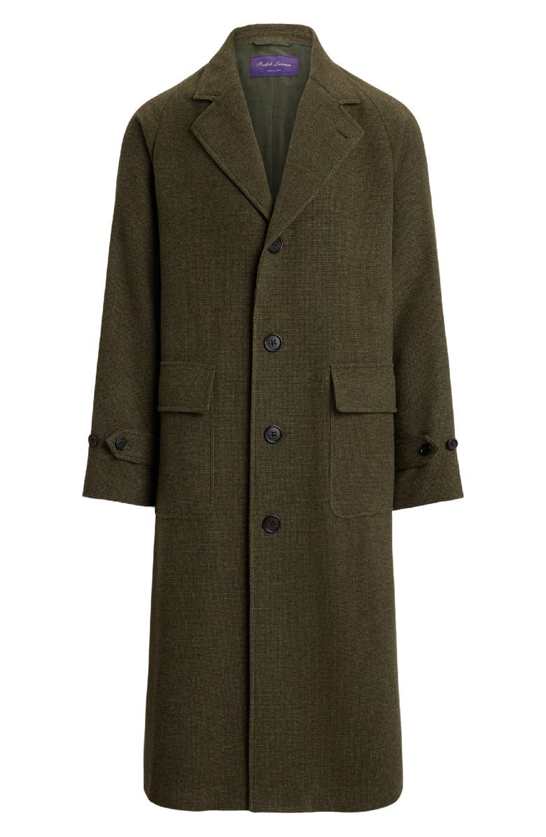 Ralph Lauren Purple Label Wool & Silk Blend Tick Weave Topcoat, Alternate, color, Loden Multi