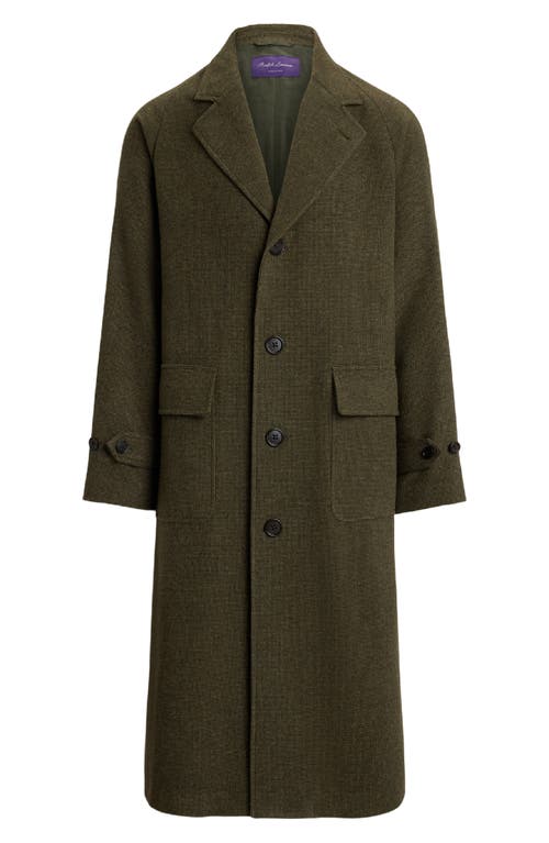 Ralph Lauren Purple Label Wool & Silk Blend Tick Weave Topcoat In Green