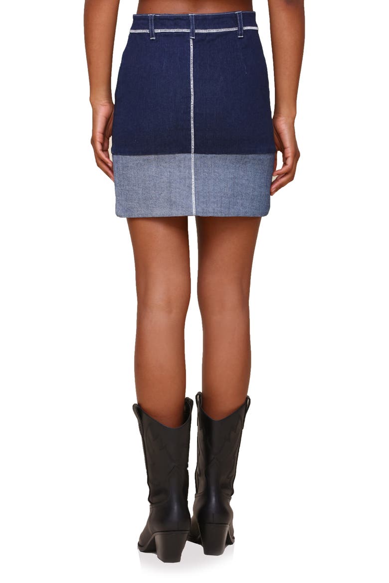 Contrast Cuff Denim Miniskirt, Alternate, color, DARK RINSE WASH