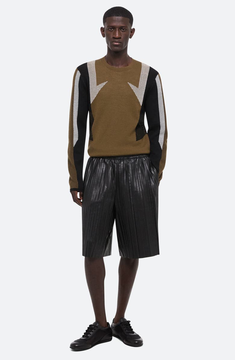 Helmut Lang Pleated Leather Shorts, Alternate, color, 