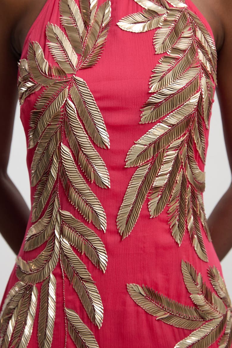 Halter Neck Embellished Maxi Dress, Alternate, color, Pink