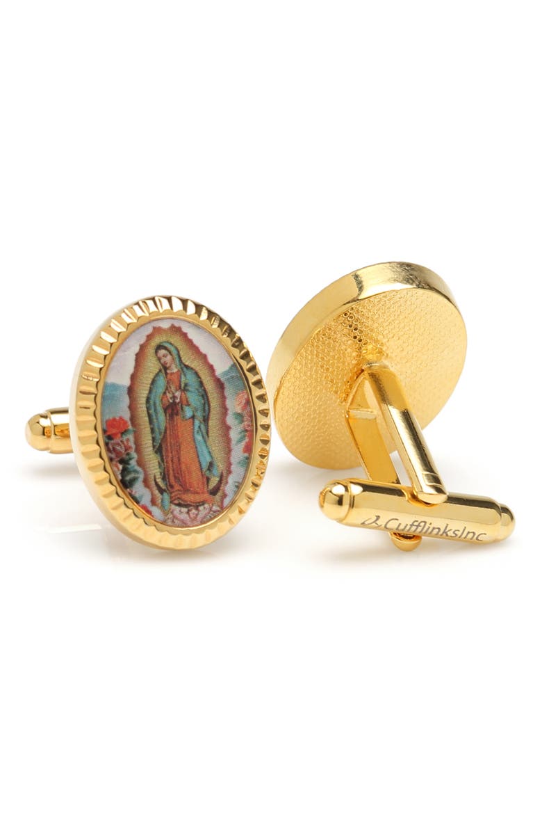 Lady Of Guadalupe Cuff Links, Main, color, GOLD