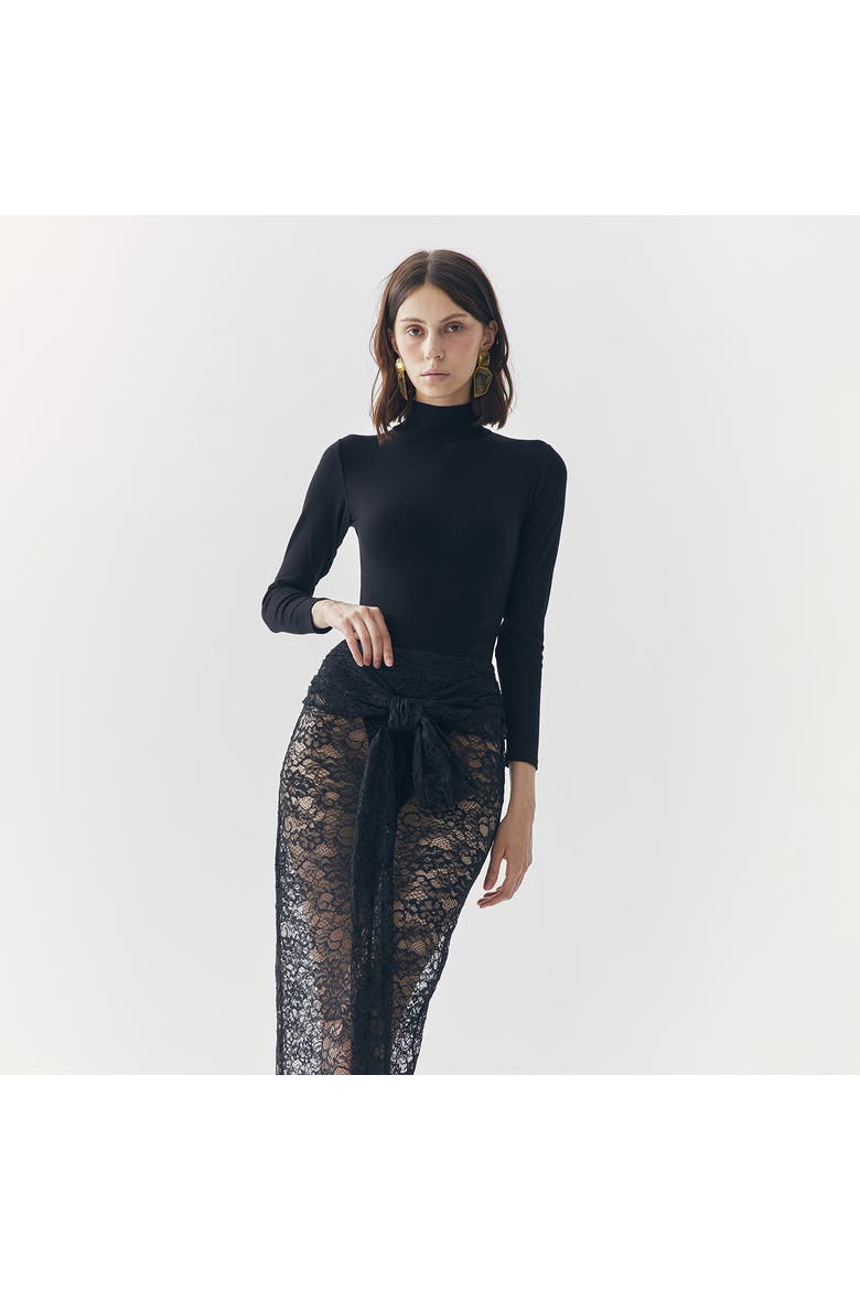 Mila See Thru Lace Skirt, Alternate, color, Black