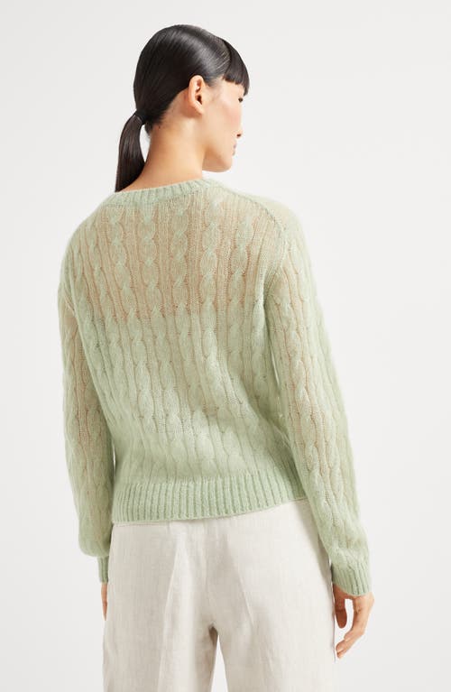 Brunello Cucinelli Mohair-blend Cable-knit Sweater In Mint Green