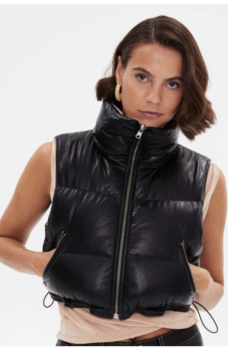 Furniq UK Antonia Leather Vest, Main, color, Black