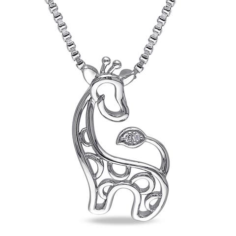 Diamond Giraffe Necklace Sterling Silver