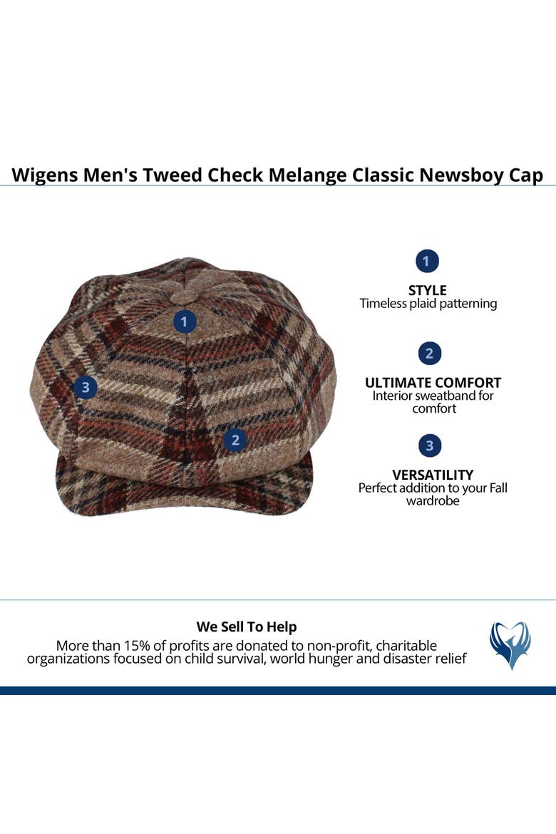 Men's Tweed Check Melange Classic Newsboy Cap, Alternate, color, Beige Melange