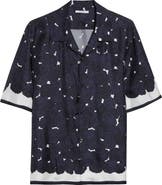 Givenchy Rose Print Silk Twill Camp Shirt