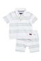 French Terry Stripe Polo & Shorts Set