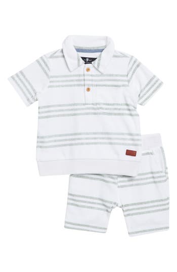 7 FOR ALL MANKIND 7 FOR ALL MANKIND FRENCH TERRY STRIPE POLO & SHORTS SET 