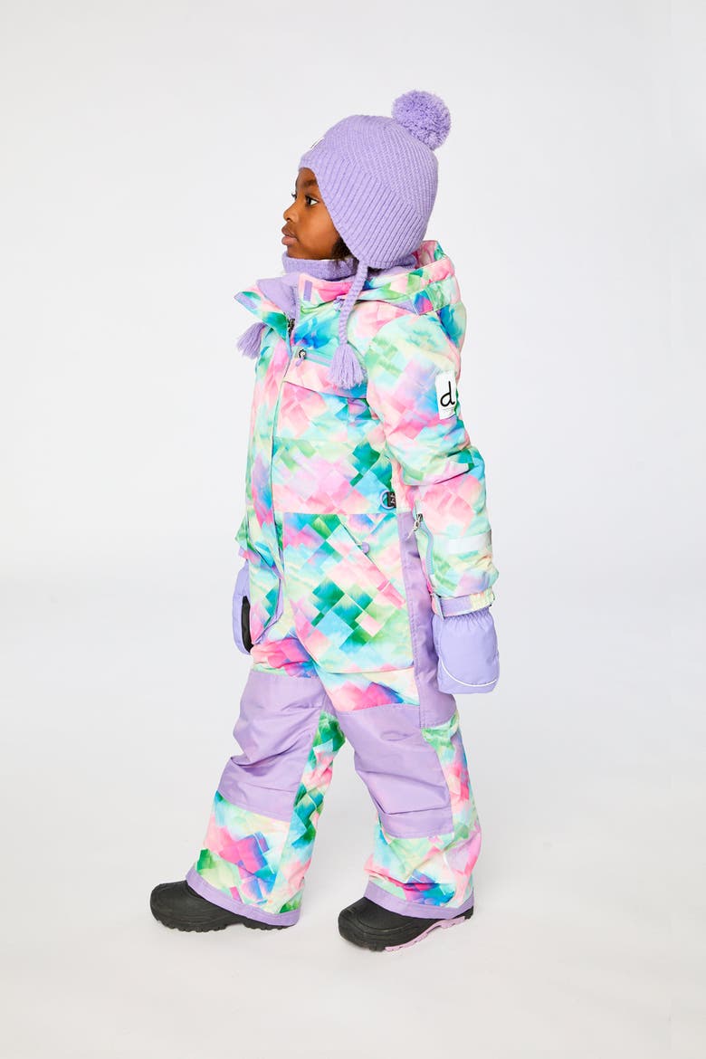 Play Diamond Hood & Expandable Sleeve One Piece Snowsuit, Alternate, color, Multicolor Diamond Print