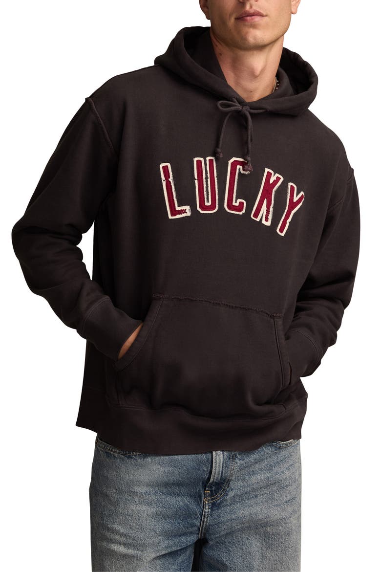 Arch Logo Appliqué Hoodie, Main, color, NAVY