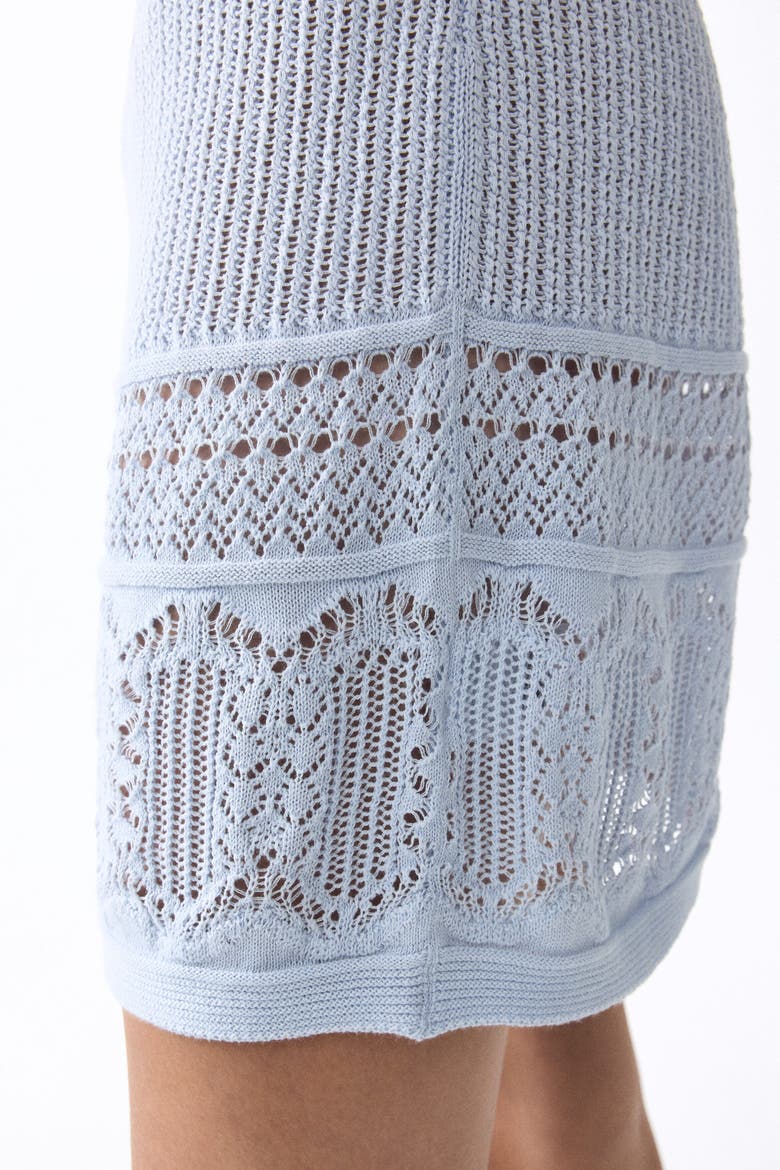 Pointelle-detail Dress, Alternate, color, Light blue