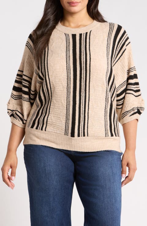 Striped Dolman Sleeve Sweater