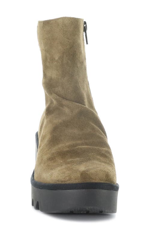 Fly London Baan Platform Wedge Bootie In Green