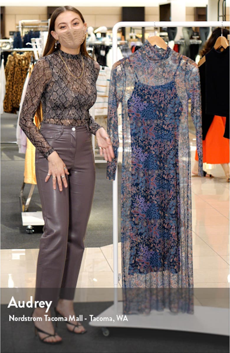 Mock Neck Long Sleeve Mesh Midi Dress, sales video thumbnail