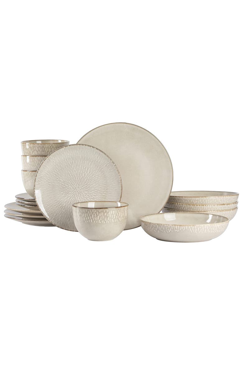 Matisse 16 Piece Stoneware Dinnerware Set  with Reactive Glaze, Main, color, White