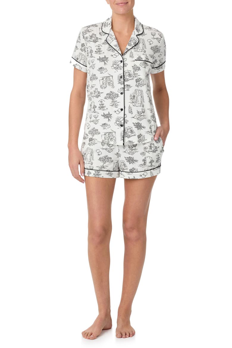 print short pajamas, Main, color, WHTBLACK