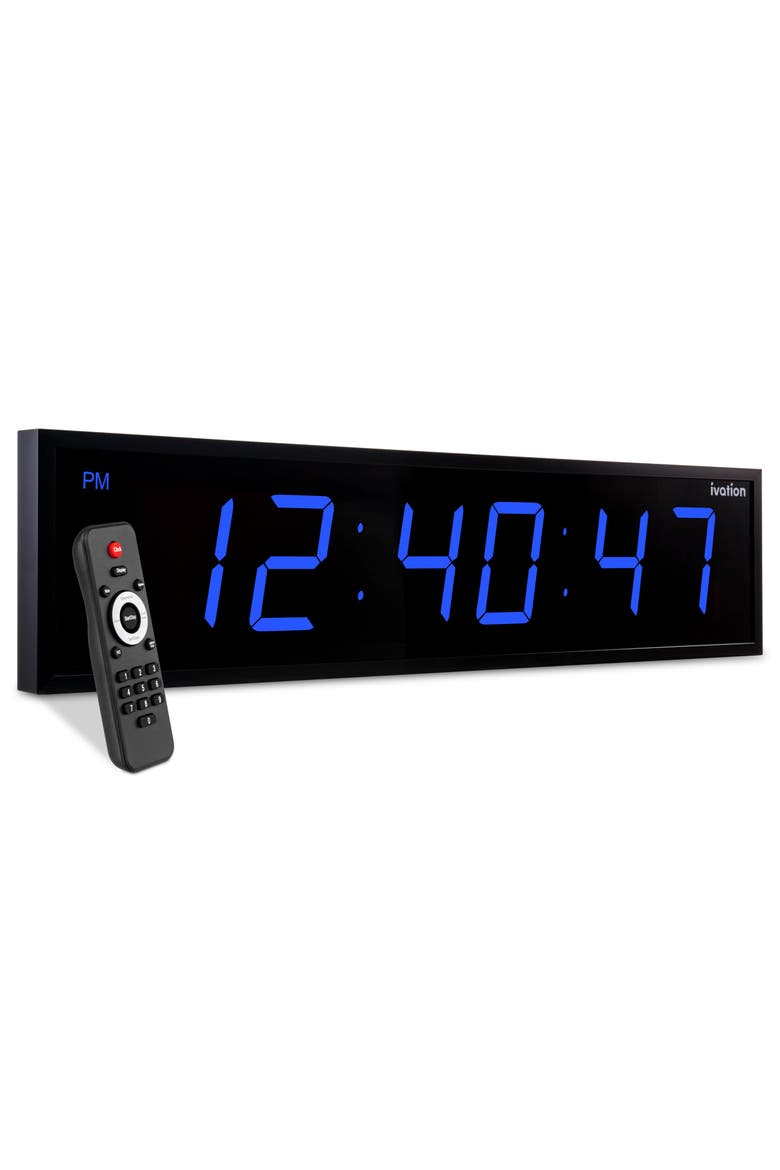 Large Digital Clock, 36 Led Wall Clock with Stopwatch, Alarms, Timer, Temp & Remote, Main, color, Blue