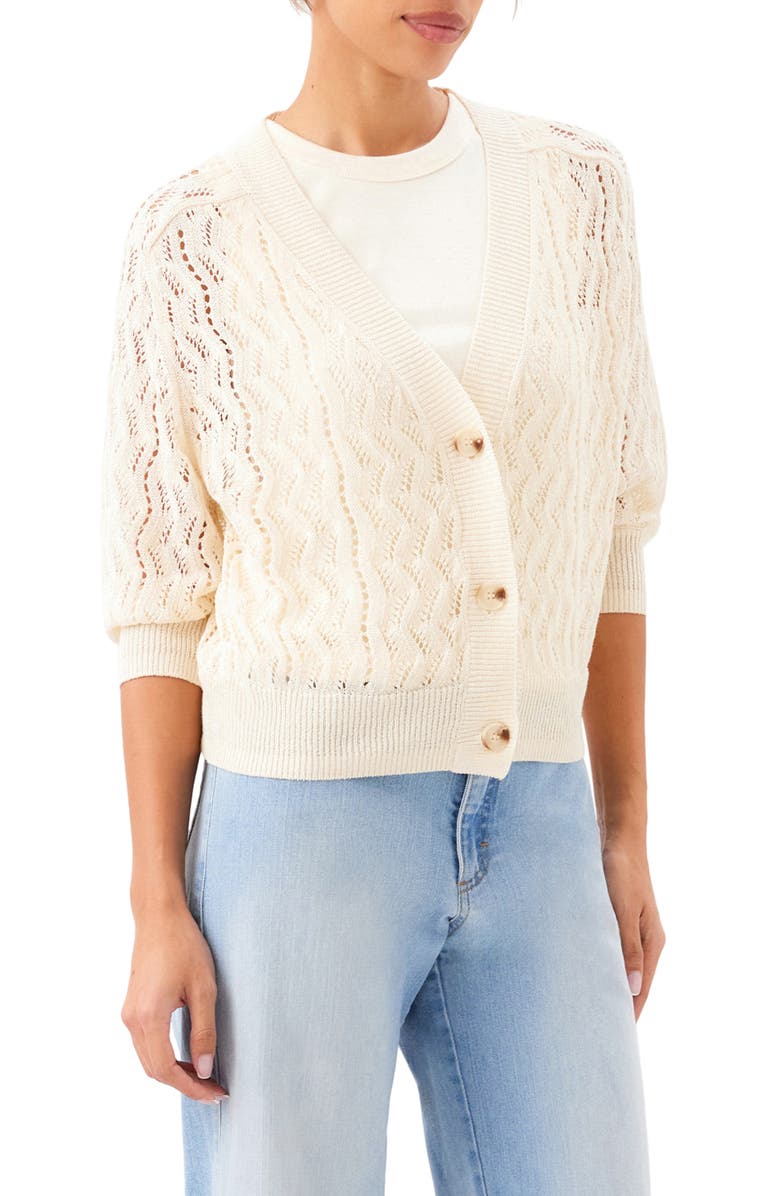 Karen Kane Puff Sleeve Cardigan Sweater, Alternate, color, Natural