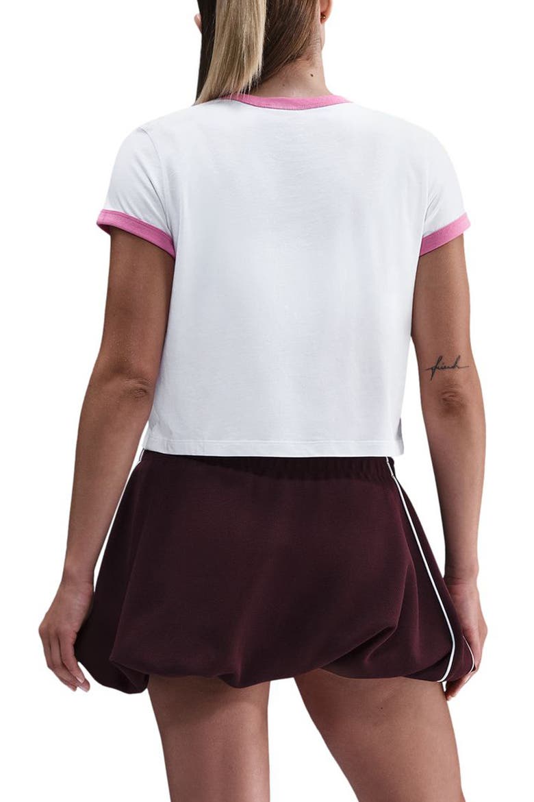 Sportswear Crop 1972 Marathon Ringer T-Shirt, Alternate, color, WHITE/ PLAYFUL PINK