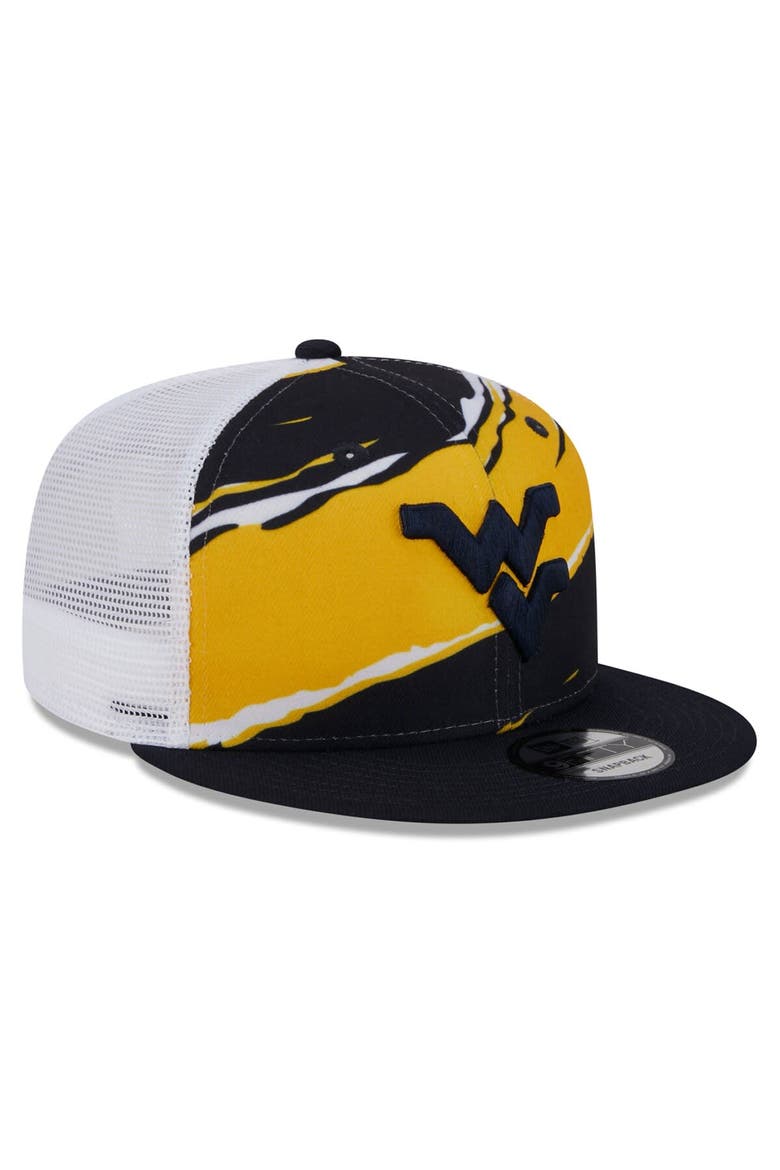 Men's New Era Navy West Virginia Mountaineers Tear Trucker 9FIFTY Snapback Hat, Alternate, color, Navy