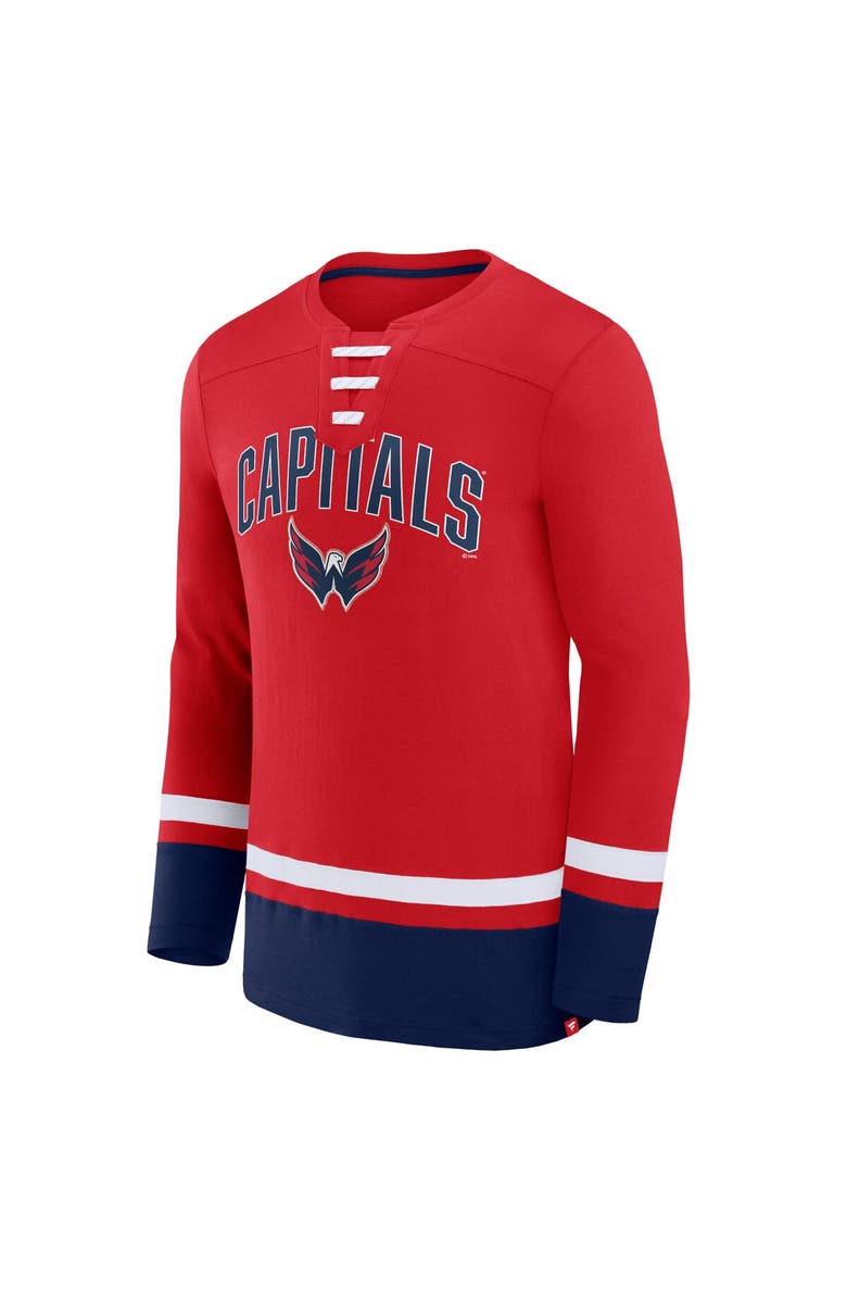 FANATICS Men's Fanatics Branded Red Washington Capitals Back Pass Lace-Up Long Sleeve T-Shirt, Alternate, color, Red