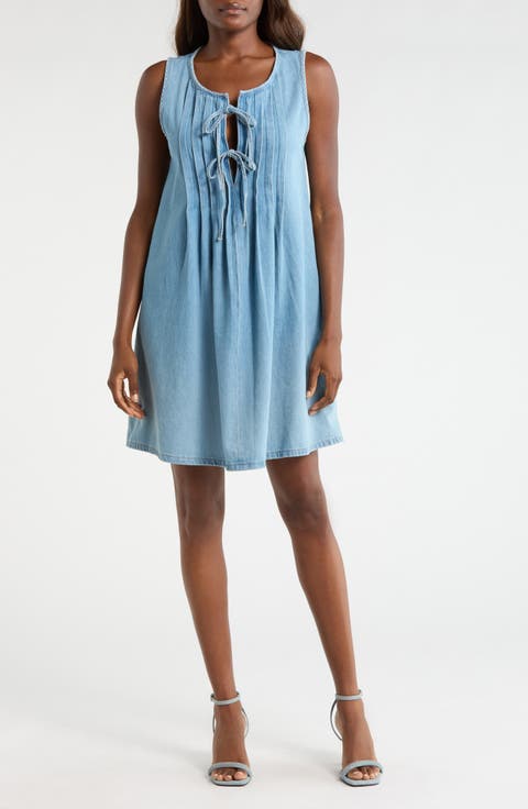 Pintuck Denim Dress