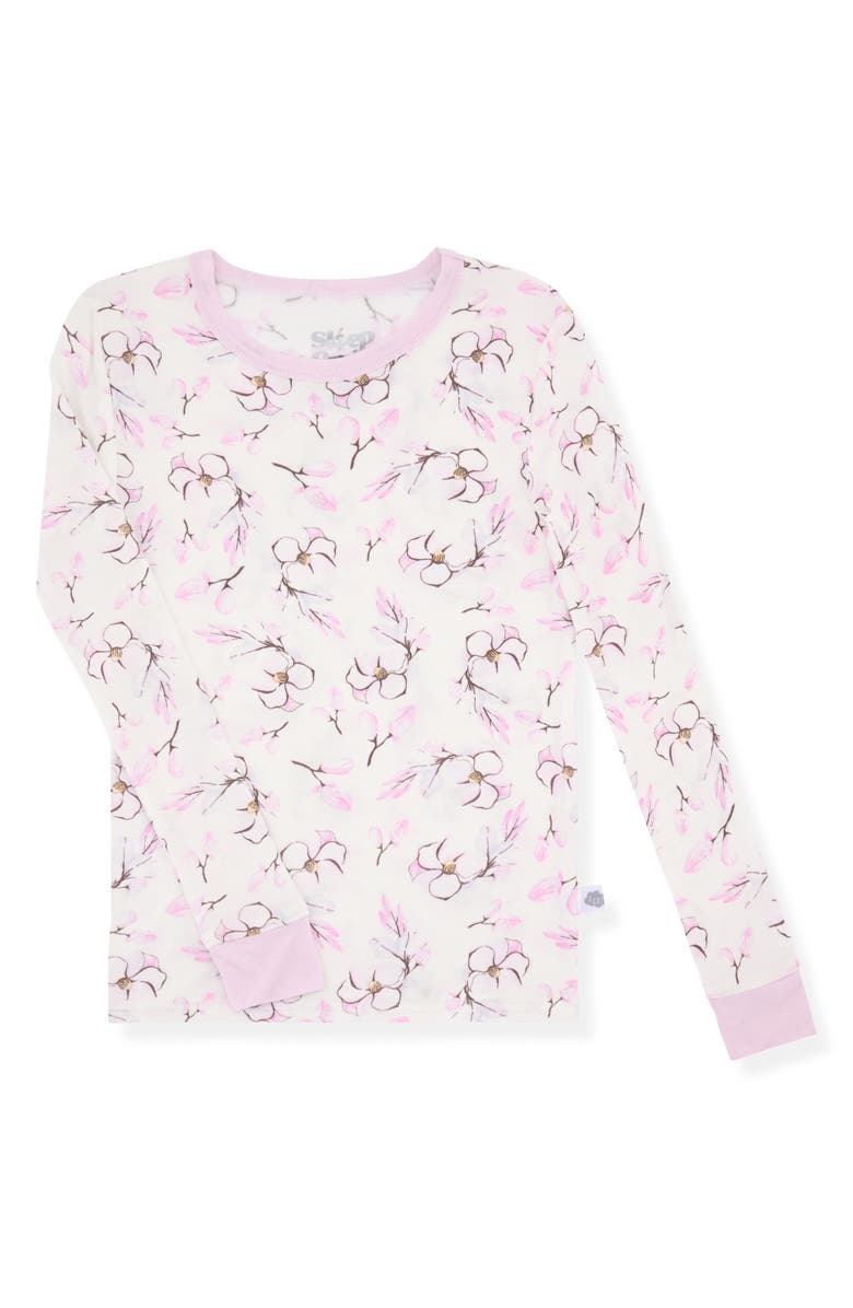 SLEEP ON IT Kids' Floral Print Fitted Two-Piece Pajama Set, Alternate, color, White