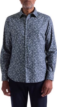 Bugatchi Julian Shaped Fit Floral Print Cotton Button-Up Shirt