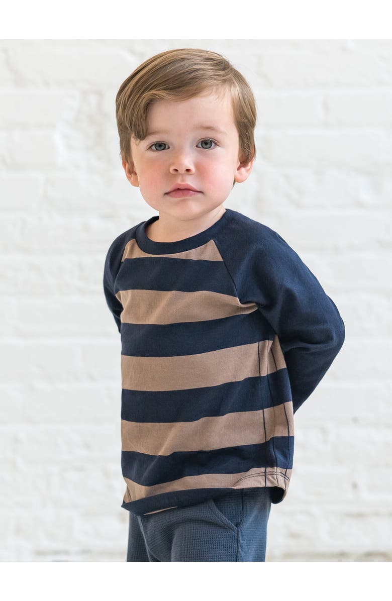 Colored Organics Organic Cotton Louie Baseball Tee, Alternate, color, Rugby Stripe / Navy + Taupe