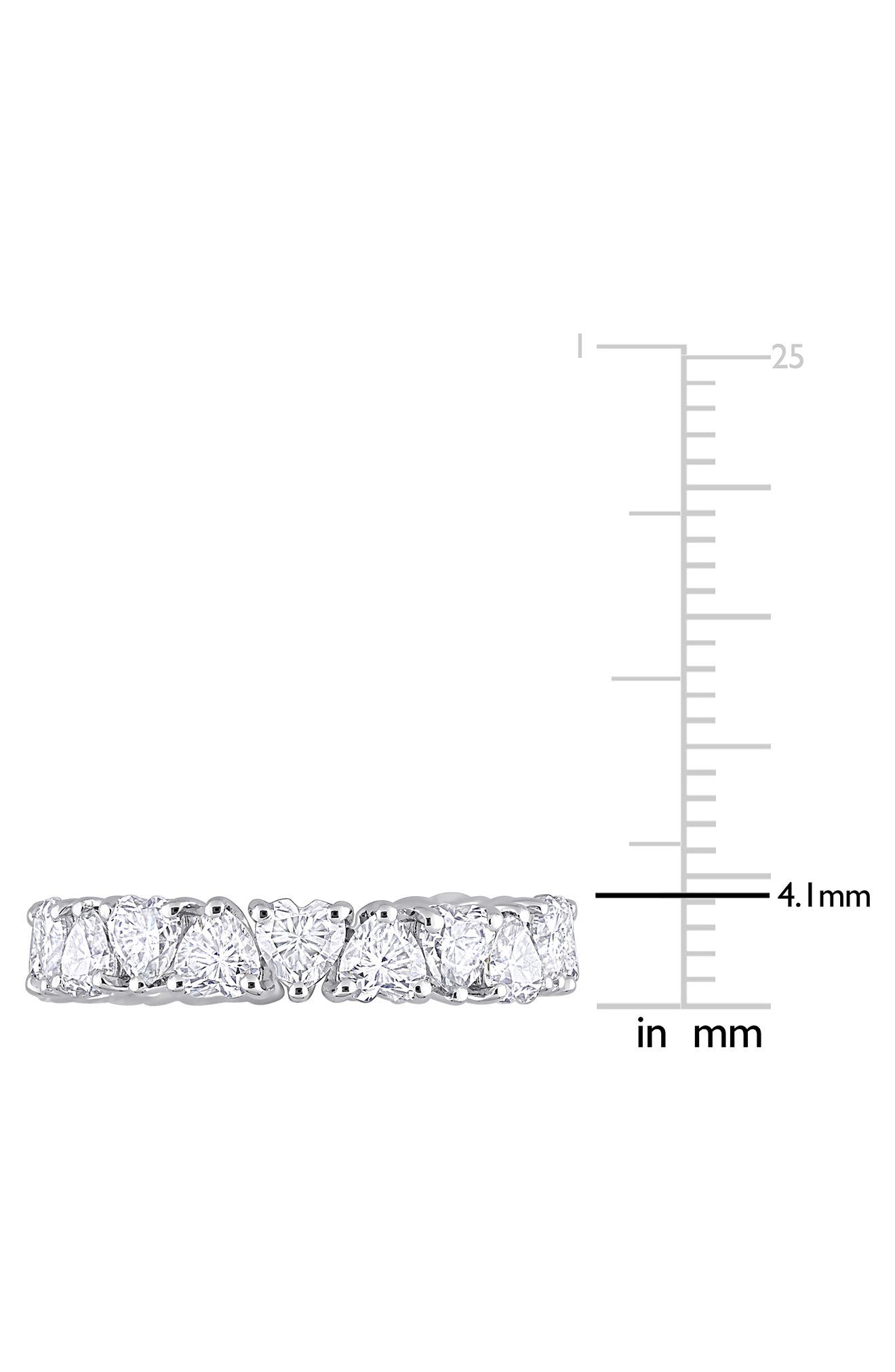 DELMAR Sterling Silver Lab Created Moissanite Heart Eternity Ring ...