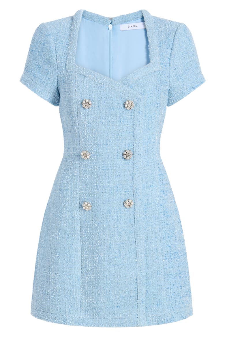 Gia Tweed Cocktail Dress, Alternate, color, BLUE BELL