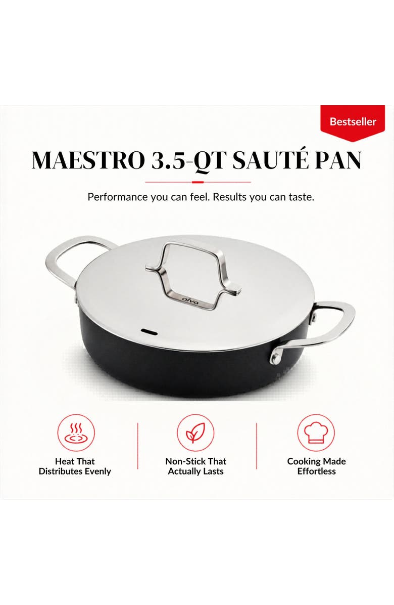 Alva Maestro Ceramic Nonstick Saute Pan with Lid, 3.5-Qt., Alternate, color, Silver