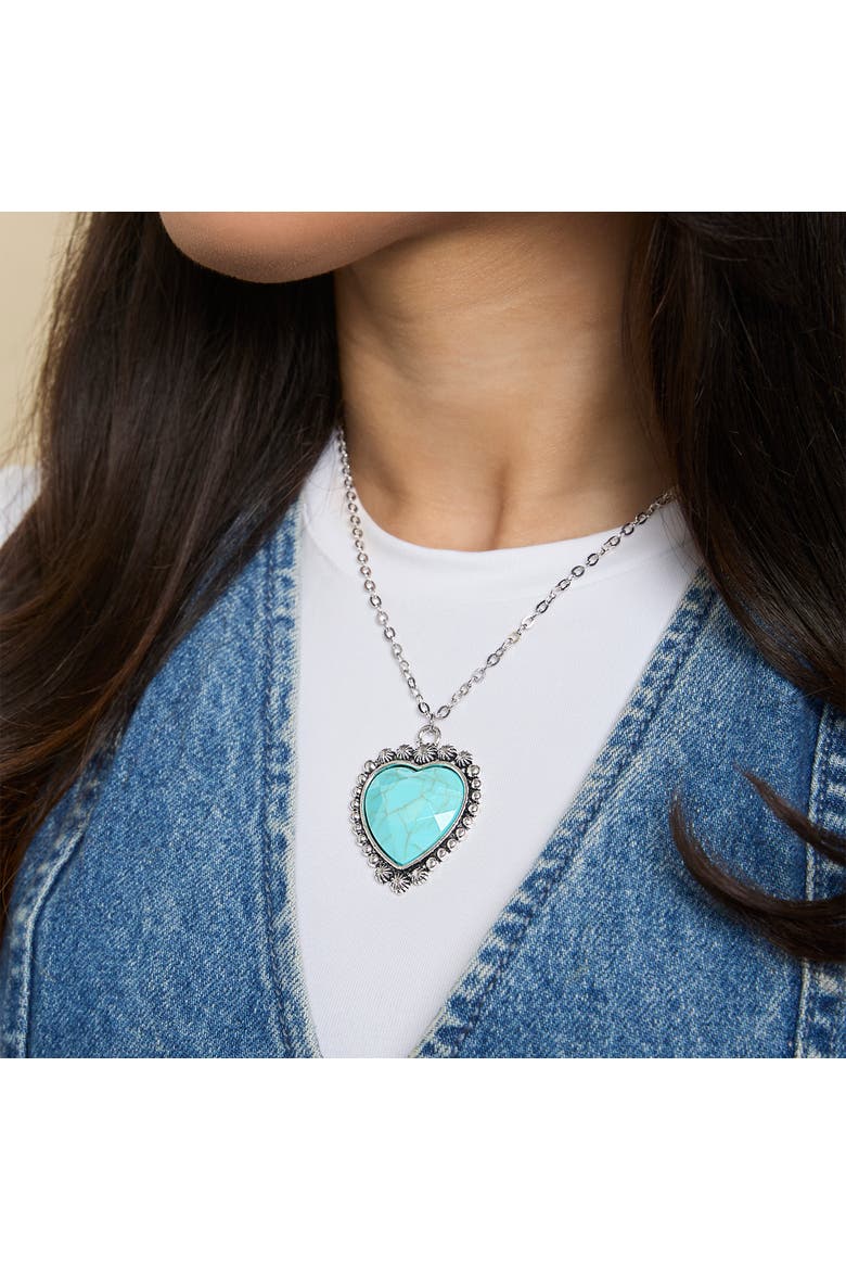 Blue Heart Necklace, Alternate, color, Silver, Turquoise