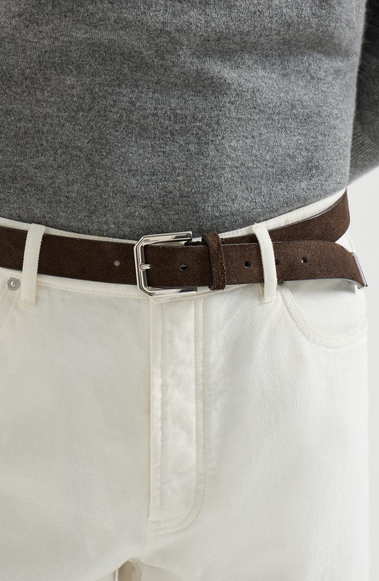 Brunello Cucinelli Reversed leather belt, Alternate, color, Rust Brown