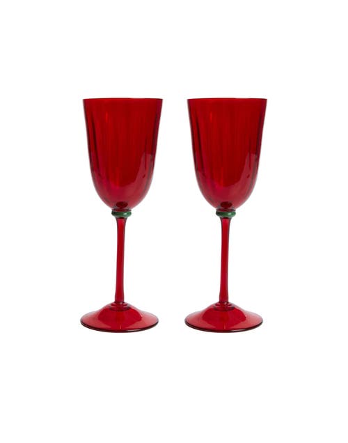 La Doublej Wine Rainbow Glasses Set Of 2 In Red