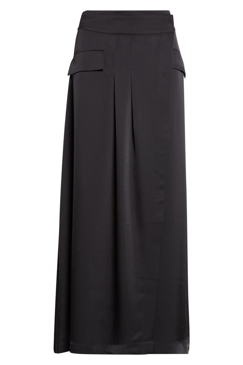 Faux Wrap Maxi Skirt, Alternate, color, BLACK