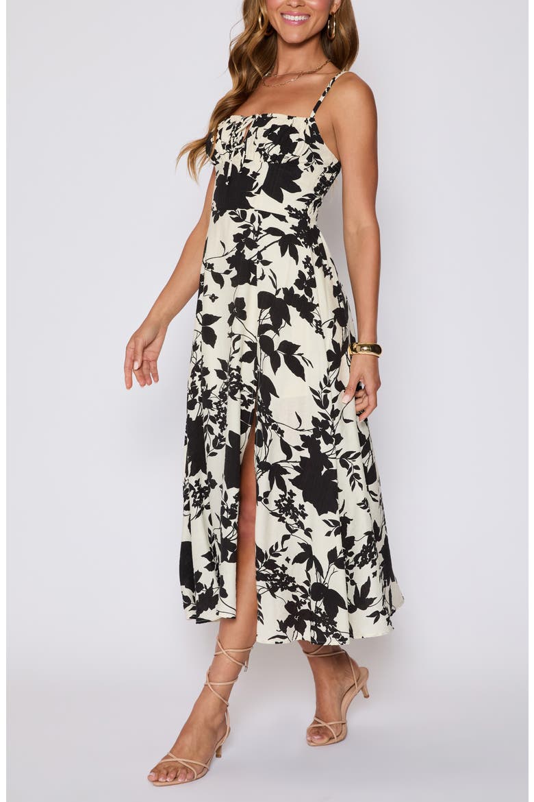 Sabine Fit & Flare Milkmaid Sundress (Nordstrom Exclusive), Alternate, color, BLACK/ CREAM